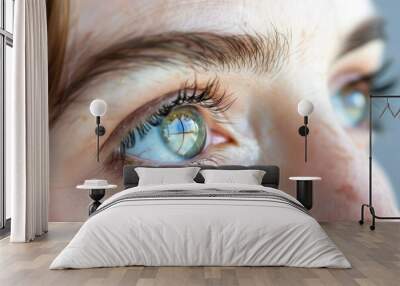 Female light colored eyes on white background Wall mural