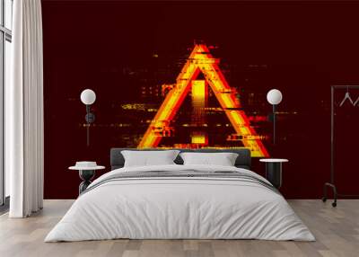 Glitched danger sign. Abstract noise shape, error signal, television technical problem. Vector illustration. Wall mural