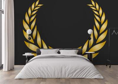 Gold award laurel wreath on dark background. Wall mural