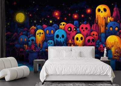 Happy Ghosts at night in the Forest 5 Wall mural