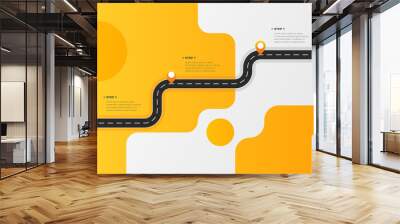 Infographic template winding asphalt road with pin-pointers. Vector EPS 10 Wall mural