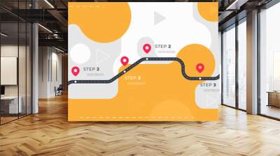 infographic template with a road and markings on it. concept of a business development path with key Wall mural