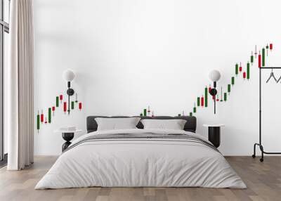 Japanese candlestick finance chart isolate on white background Wall mural