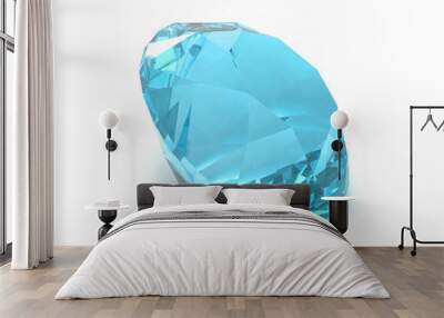 sky blue topaz gemstone isolated on white background Wall mural