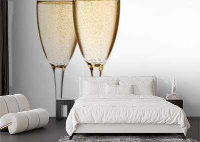 two glasses of champagne. isolated on white backgroun Wall mural