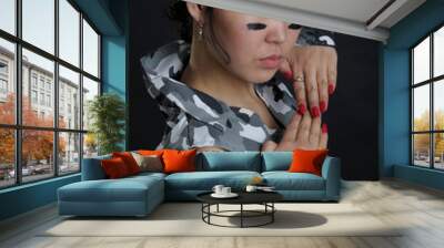 Asian woman in military uniform Wall mural