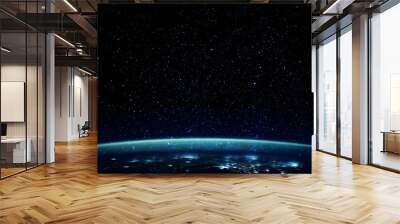 Stars over planet with blue atmosphere Wall mural