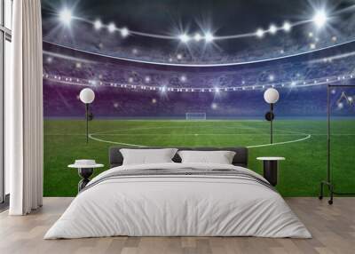  Football stadium, shiny lights, view from field Wall mural