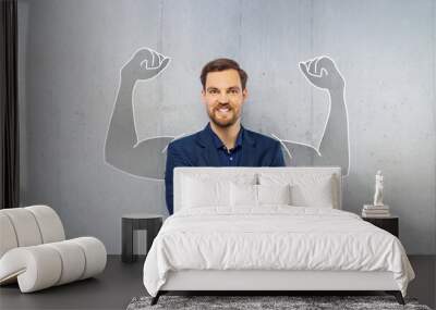  Portrait of a happy young casual man standing Wall mural