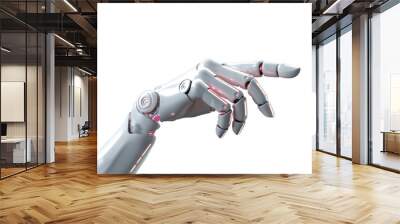  White female cyborg robotic hand pointing his finger - 3D rendering isolated on free PNG background. Wall mural