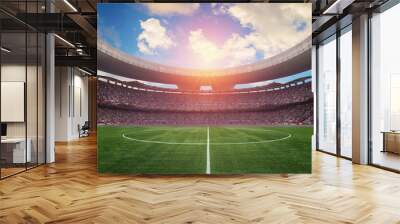 a soccer stadium in the summer in the sun Wall mural