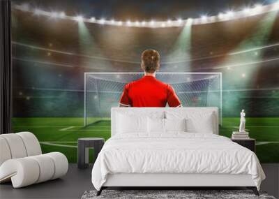 soccer player at soccer stadium. ready for game in front of the soccer goal Wall mural