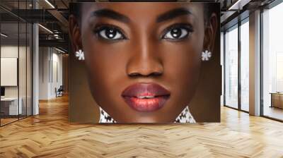 Vogue style close-up portrait of beautiful black woman Wall mural