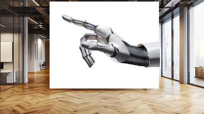 white cyborg robotic hand pointing his finger - 3d rendering isolated on free png background. Wall mural