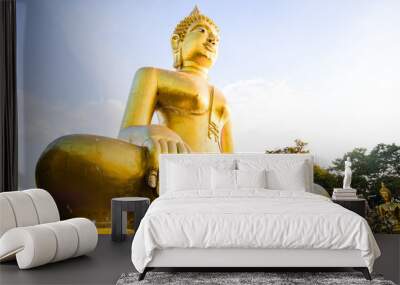 Big gold Buddha in Pattaya Thailand The symbol of Buddhism Wall mural