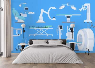 Medical devices for the treatment and diagnosis of people. Medical equipment for examining human health. Vector illustration Wall mural