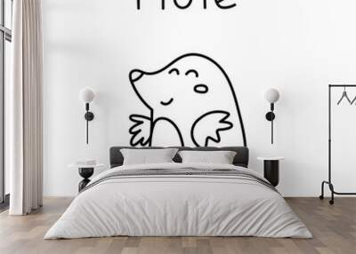 Mole animal. Outline icon illustration. Hand drawn vector graphic design on white background. Wall mural