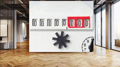 Mechanical counter with numbers, indicator is reset to zero Wall mural