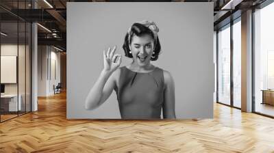 Beautiful woman in retro style . Wall mural