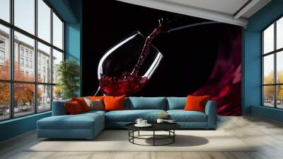 bottle and glass with red wine Wall mural