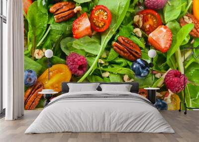 vegan salad with berries and nuts Wall mural