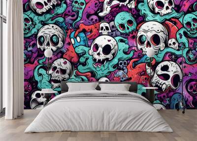 pattern with skull 2 Wall mural