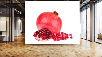 pomegranate fruit and cut a slice with scattered grains Wall mural