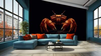 portrait of a crab isolated on black background with copy space. ai generative Wall mural