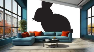 Rabbit. Silhouette. Hand drawn icon on white background. Wall mural