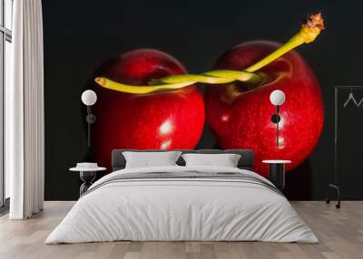 red sweet cherry lies on the table Wall mural