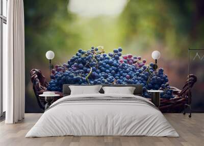 basket with grape Wall mural