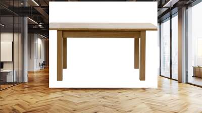 Wooden modern table isolated on white background. Folding kitchen table, front view. Wall mural