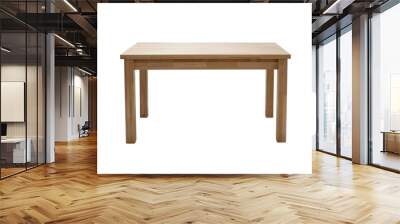 Wooden modern table isolated on white background. Kitchen dining table, front view. Wall mural