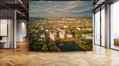 Panorama of the city in cloudy weather top view. Kishinev, Moldova republic of. Wall mural