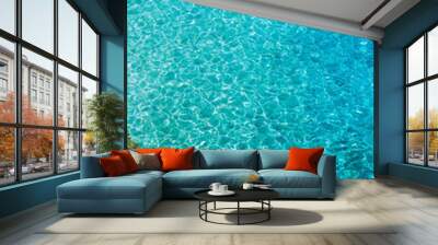 Blue turquoise ripple water in mediterrean bay. The crystal clear sea and sun. Swimming summer time Wall mural