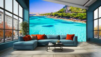 Emerald green sea water and rocks on coast of Maddalena island, Sardinia, Italy Wall mural