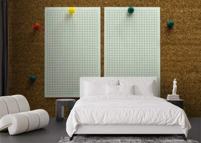 two blank notes on cork board Wall mural