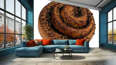 Twisted bun with poppy seeds bagel with poppy seeds isolated on white Wall mural