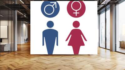 Vector Male and Female gender symbol set, Man Woman sign. Wall mural