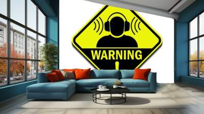 warning sign high noise levels. wear earmuffs or ear plugs sign, square symbol, vector illustration Wall mural