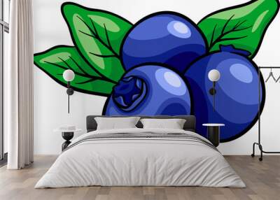 blueberry fruits cartoon illustration Wall mural