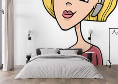 girl with notebook cartoon Wall mural