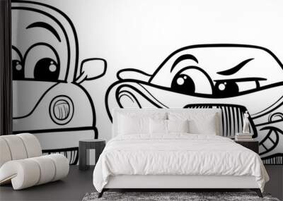 old automobile and gt car cartoon Wall mural