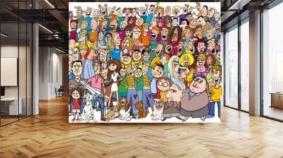 people in the crowd cartoon Wall mural