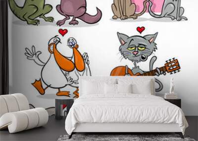 valentine cartoon illustration love set Wall mural