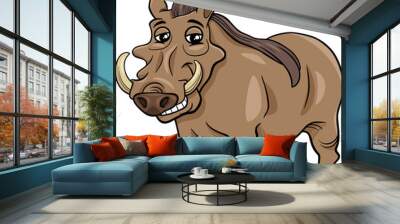 warthog animal character cartoon illustration Wall mural