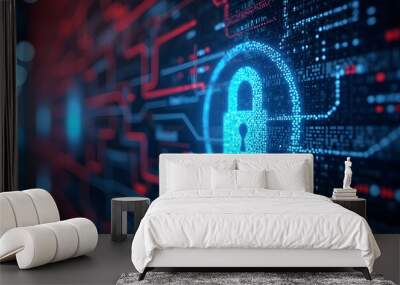 Cyber ​​security and data protection, internet network security, protect business and financial transaction data from cyber attack, user private data security encryption Wall mural