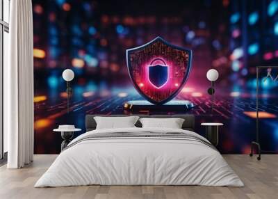 Cyber ​​security and data protection, internet network security, protect business and financial transaction data from cyber attack, user private data security encryption	 Wall mural