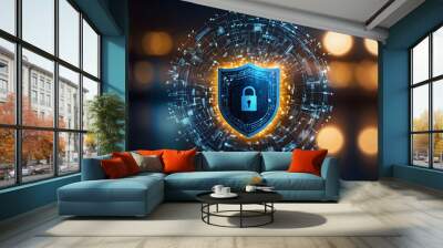 Cyber ​​security and data protection, internet network security, protect business and financial transaction data from cyber attack, user private data security encryption Wall mural