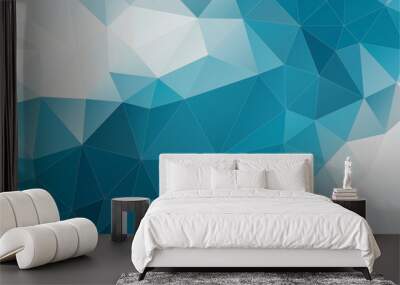 Blue and white triangle background Wall mural